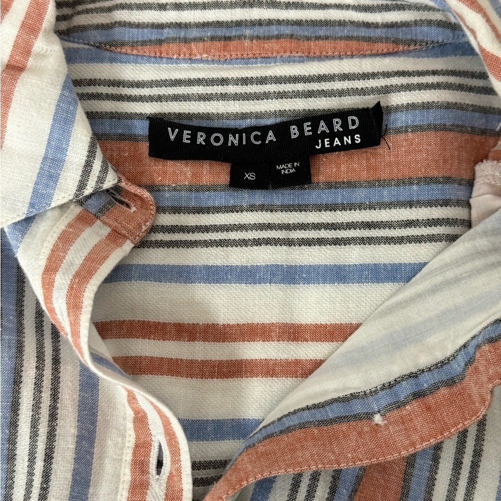 Veronica Beard Ardith Ruffled Striped Cotton Mini Shift Dress. Size XS - Picture 13 of 15